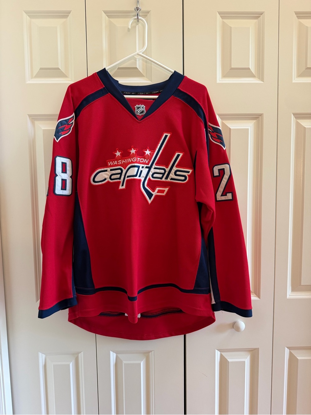 NHL Washington Capitals Red & Navy Hockey Jersey - Size 48